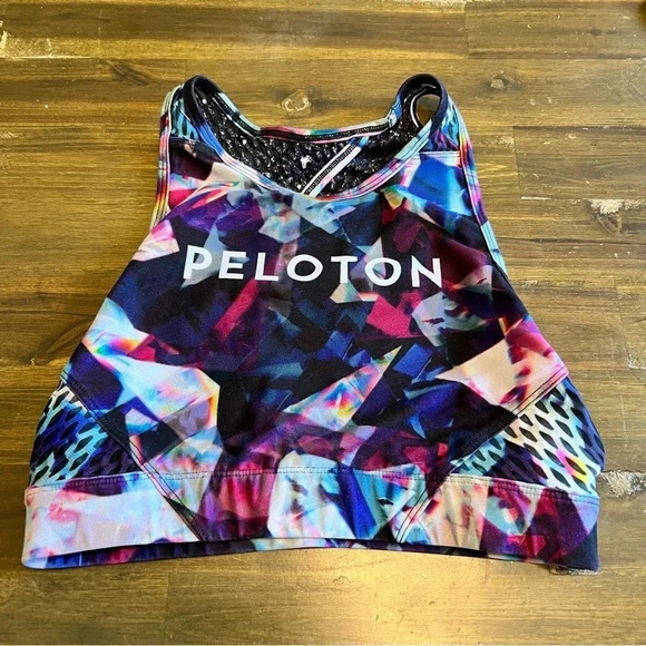 Peloton High Neck Jewels in Space Reversible Sports Bra Small S Cut out - Picture 3 of 8